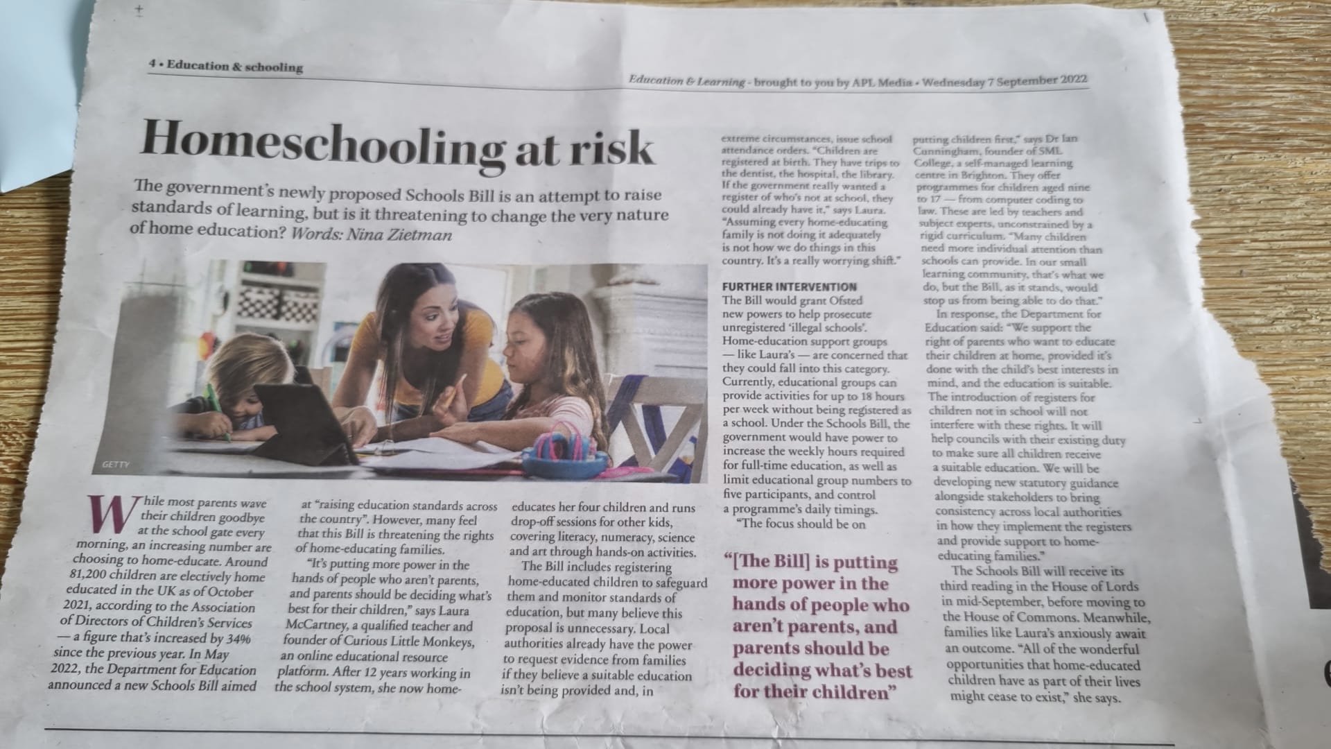 Homeschooling at Risk: The Telegraph
